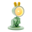 LED-Tier Green Rabbit mit Sockel